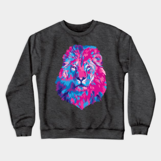 Vivid Lion Stare Crewneck Sweatshirt by polliadesign